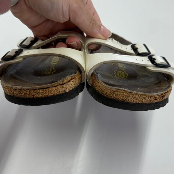 Birkenstock Sandals Womens 38 (7) White Ibiza Birko Flor Slip On Slide Shoes - Picture 3 of 10
